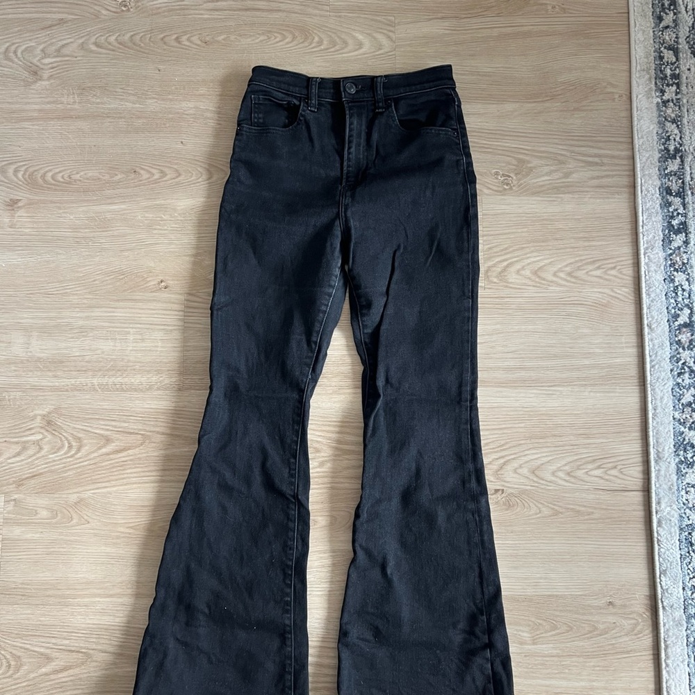 Abercrombie & Fitch Black Ultra High Rise Flare Jeans